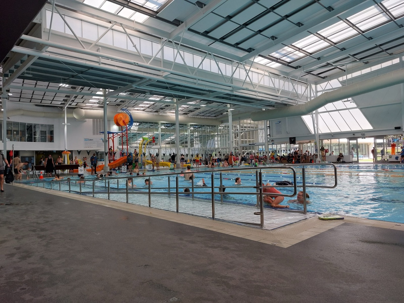 An indoor pool, where the byproducts form at many times a tap's levels and are breathed in.