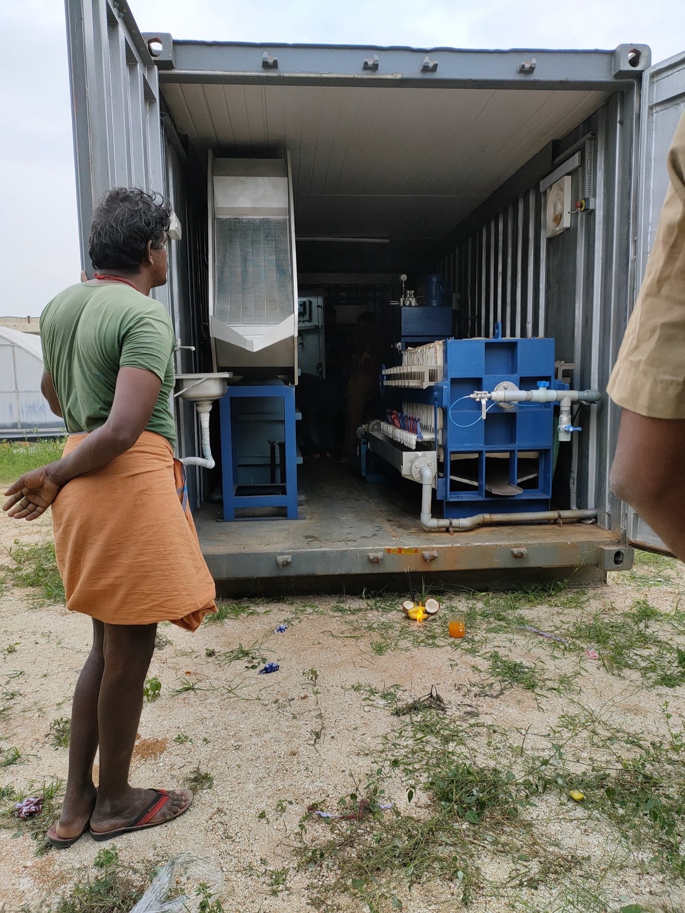A plant in southern India on the day it was blessed. Small, containerised plants like this one are how a factory without an ETP gets one.