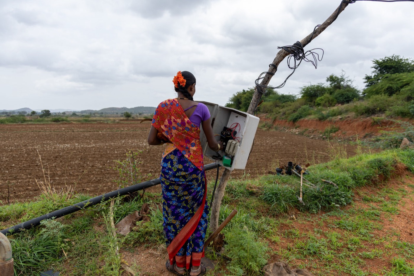An electric pump on a farm well in India, which pumps a quarter of the world's groundwater from twenty million wells.
