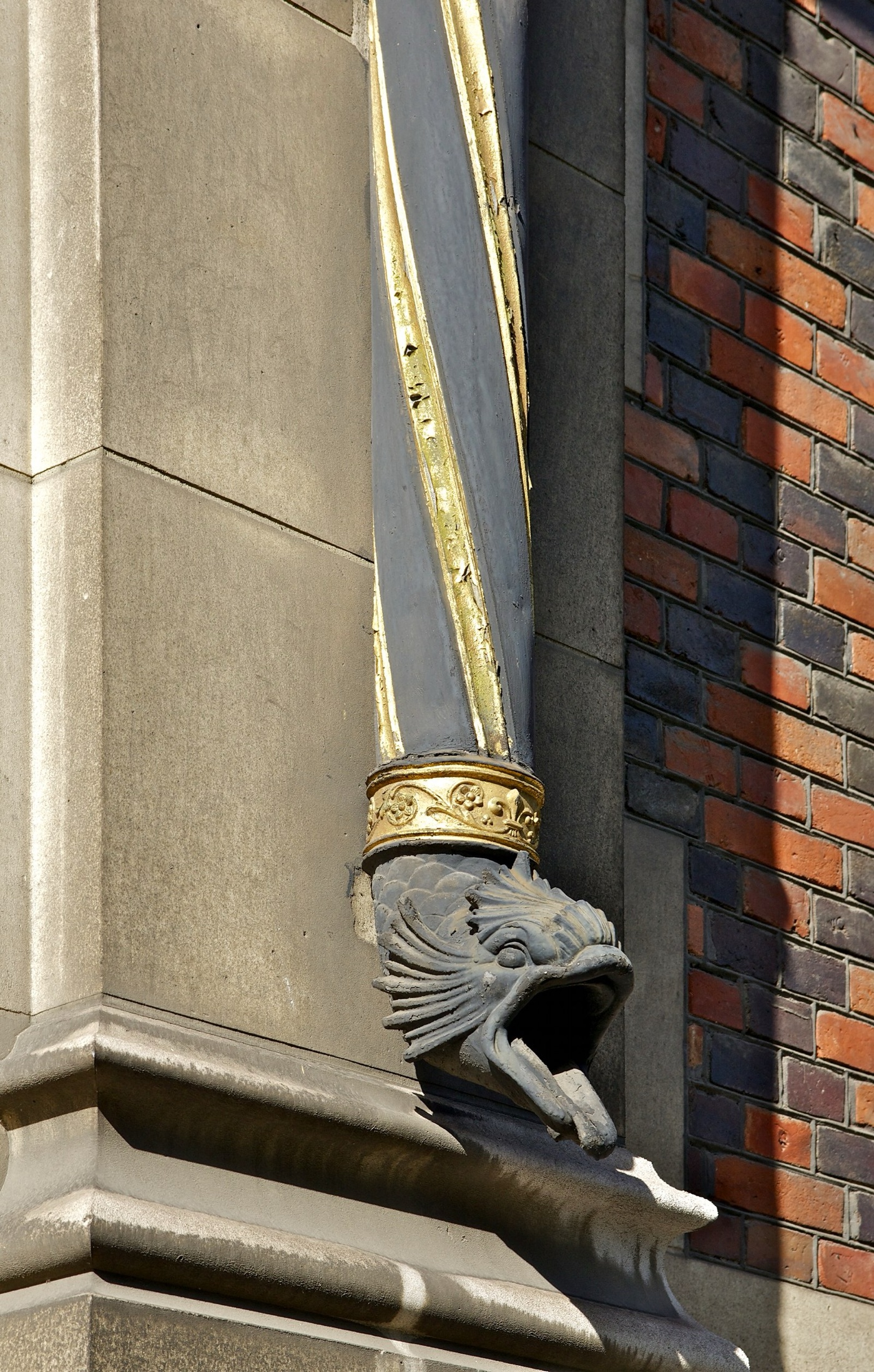 A downpipe. In most cities it carries the roof's water to a drain and away.