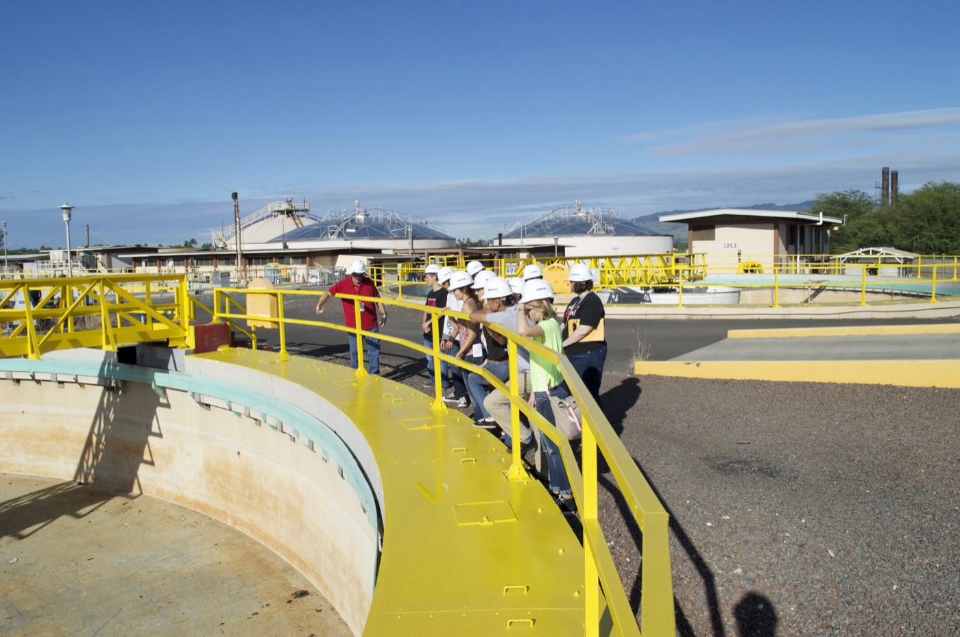 An industrial treatment plant. Whatever flows through one pipe can be measured, treated and sent back.