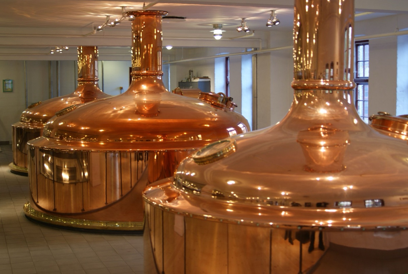 Copper kettles in a brewhouse. The water in the beer is the smallest part of the beer's water.