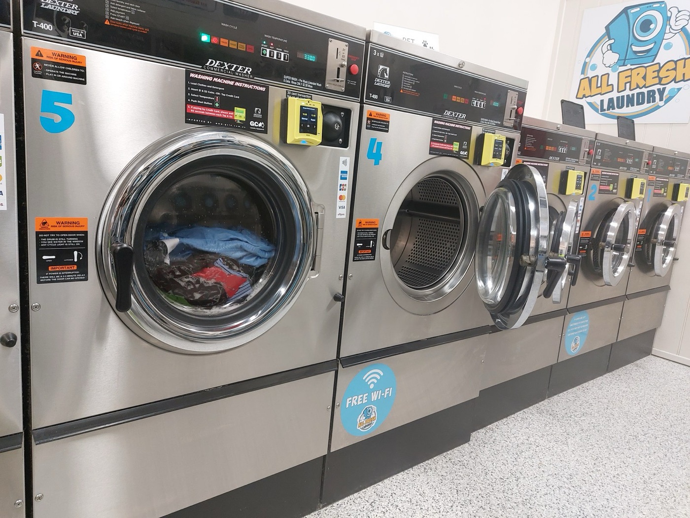 A laundrette. Every wash of synthetic clothes sheds hundreds of thousands of plastic fibres that the sewage works cannot destroy.