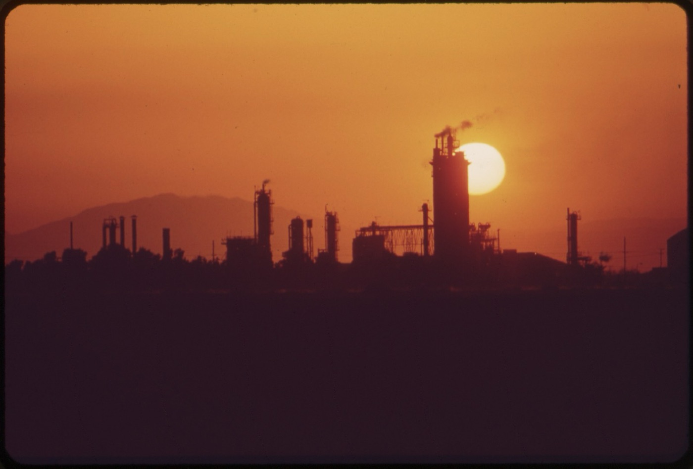 A fertiliser plant in California's Imperial Valley in 1972, photographed for the national environmental survey of that year.