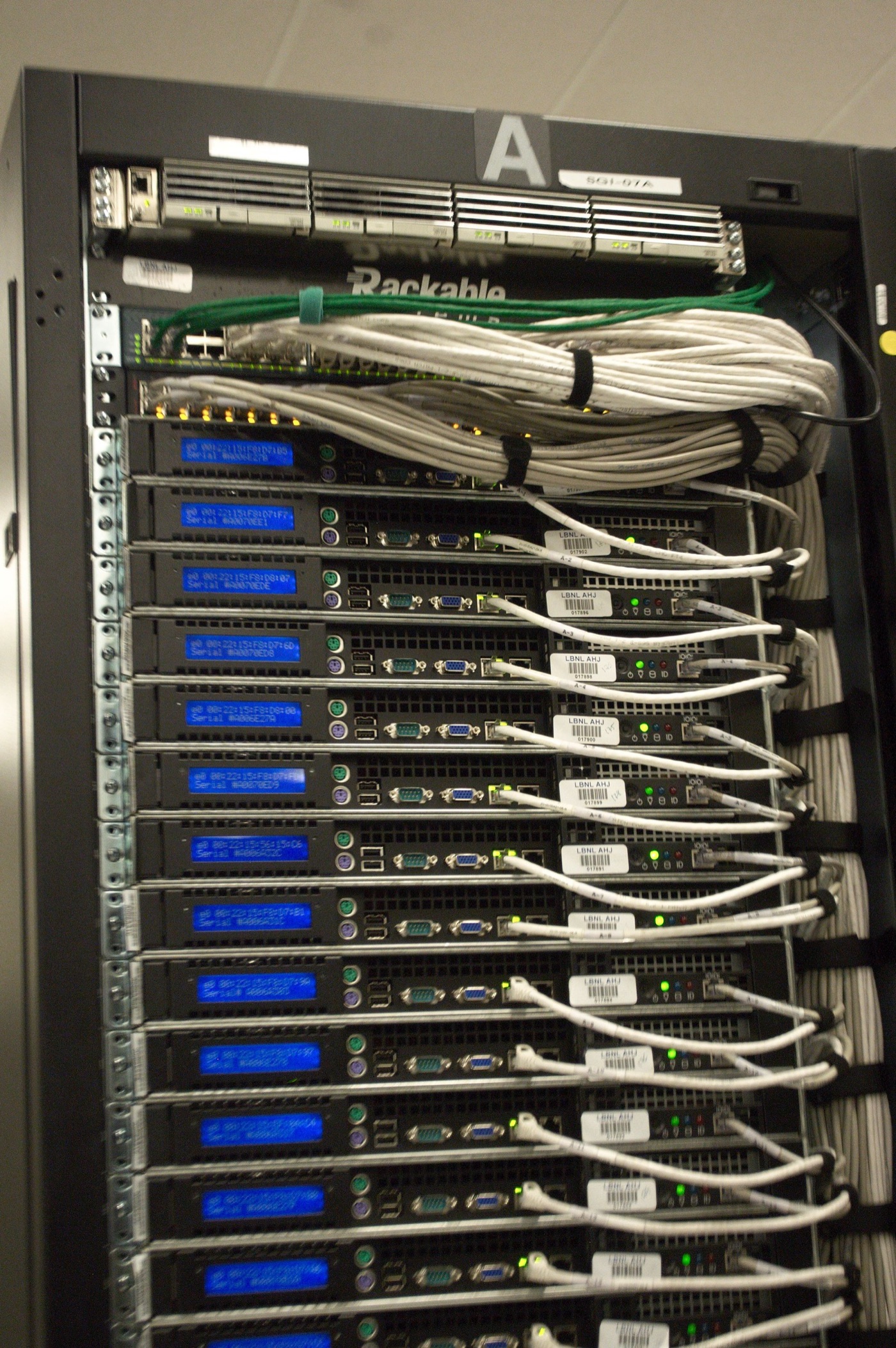 The back of a rack. Every watt that goes in comes out as heat.