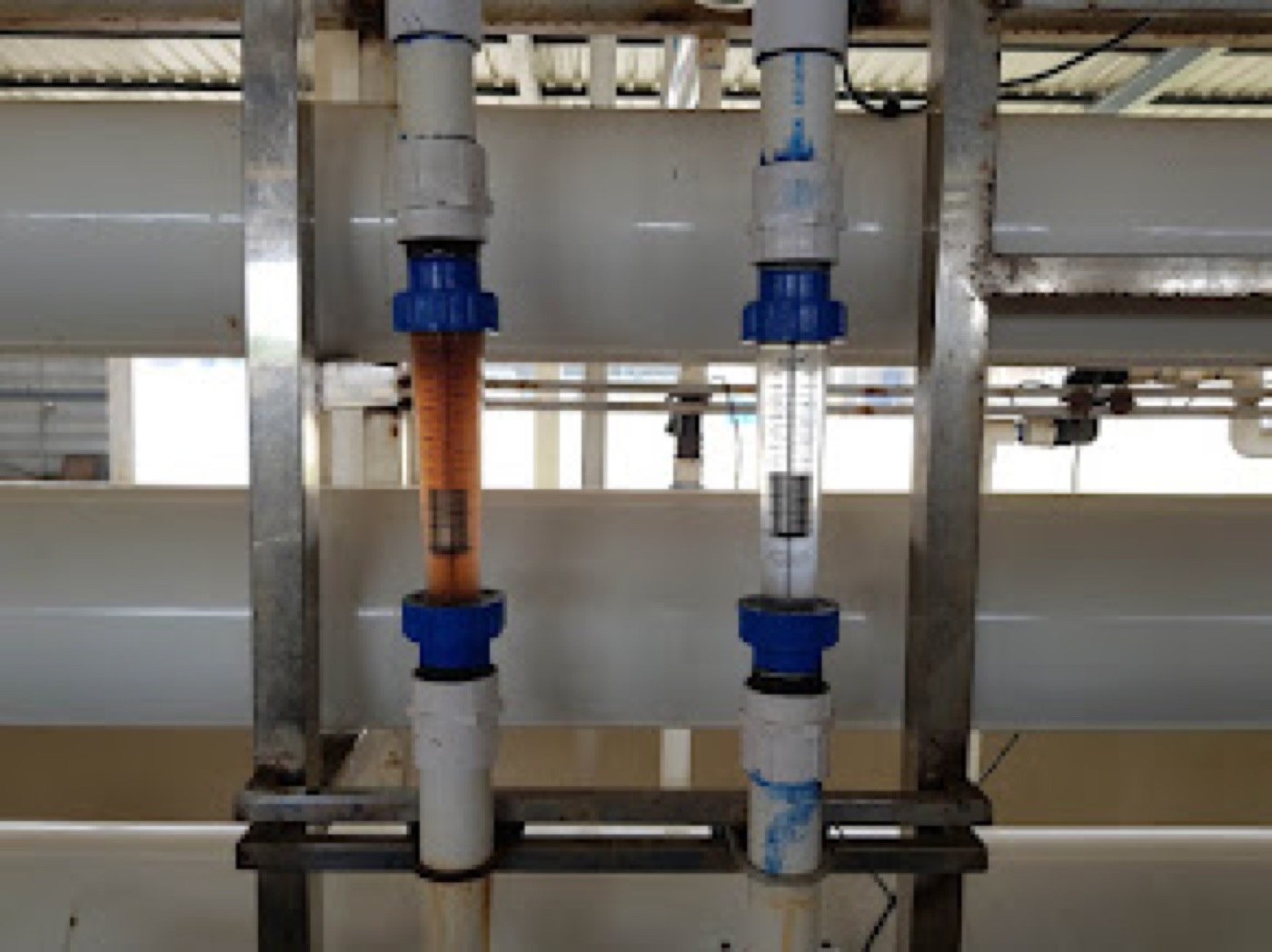 Flow meters on a plant's pipework. In this industry, every litre is counted.