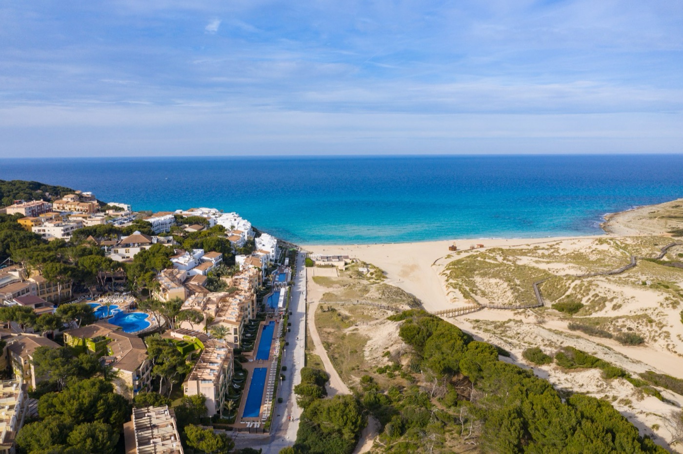Hotels on a cove in Mallorca. The island has a million residents and fourteen million visitors a year.