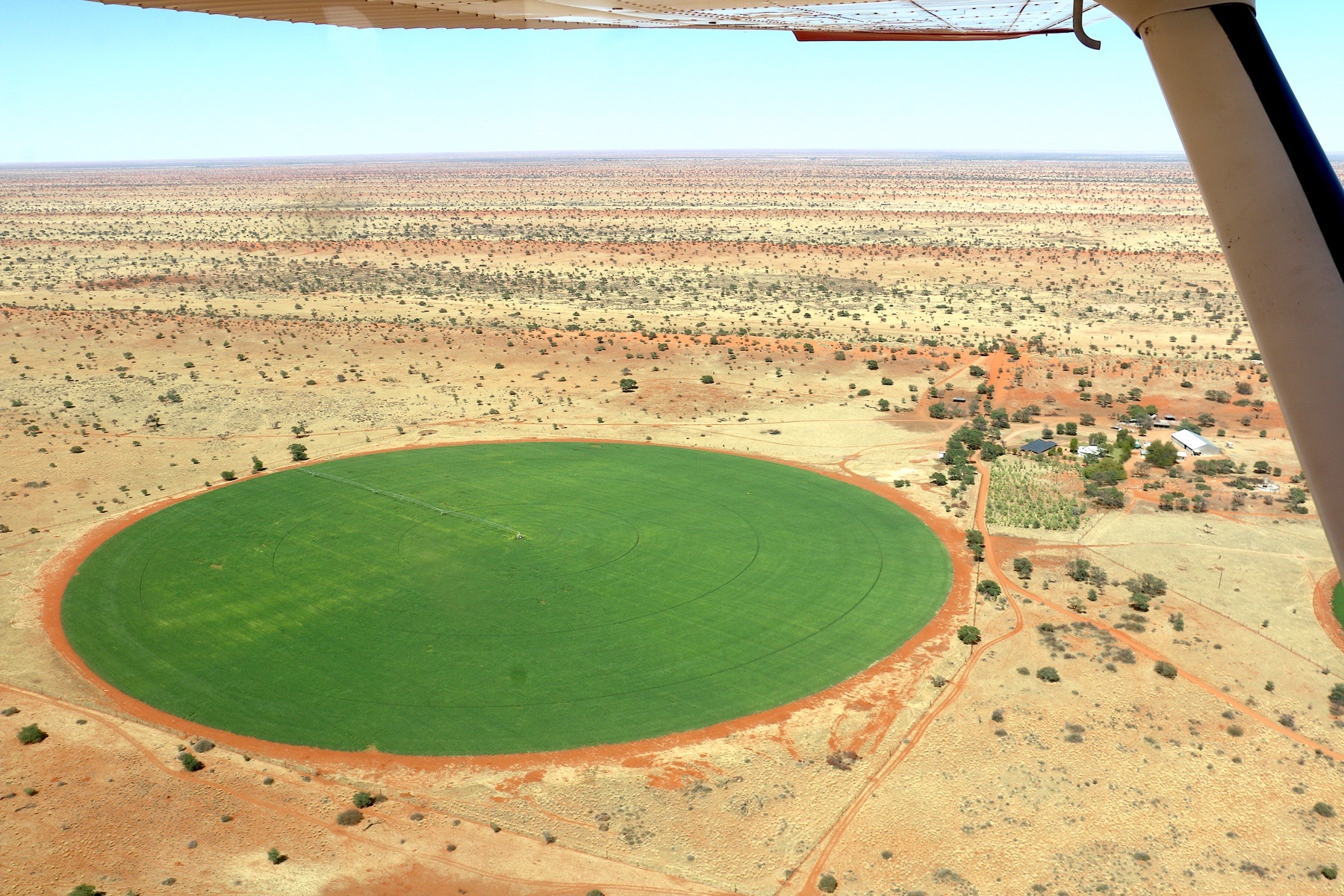 A circular irrigated field in the Kalahari desert