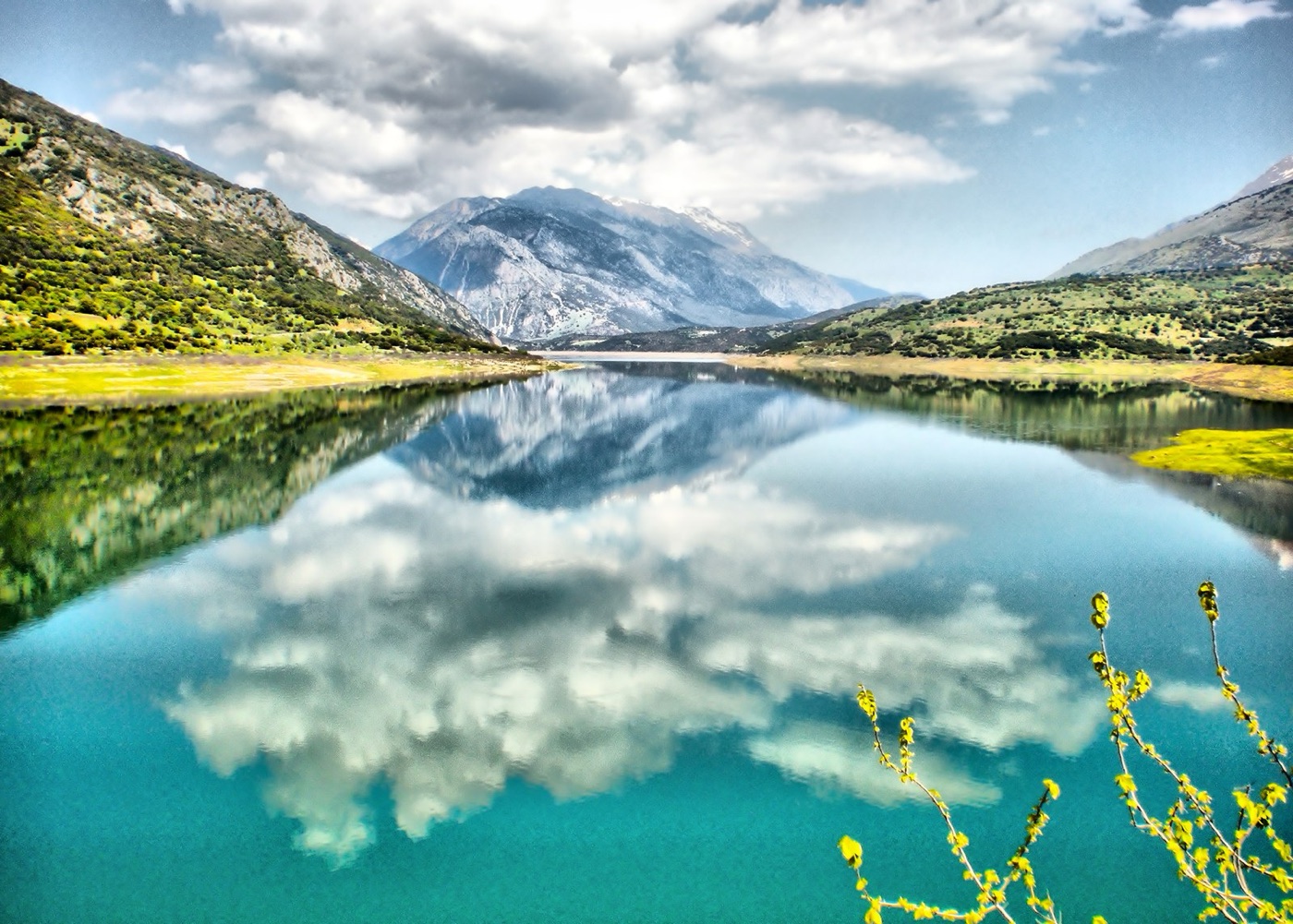The Mornos reservoir in the mountains of central Greece, at the head of the longest aqueduct in Europe.