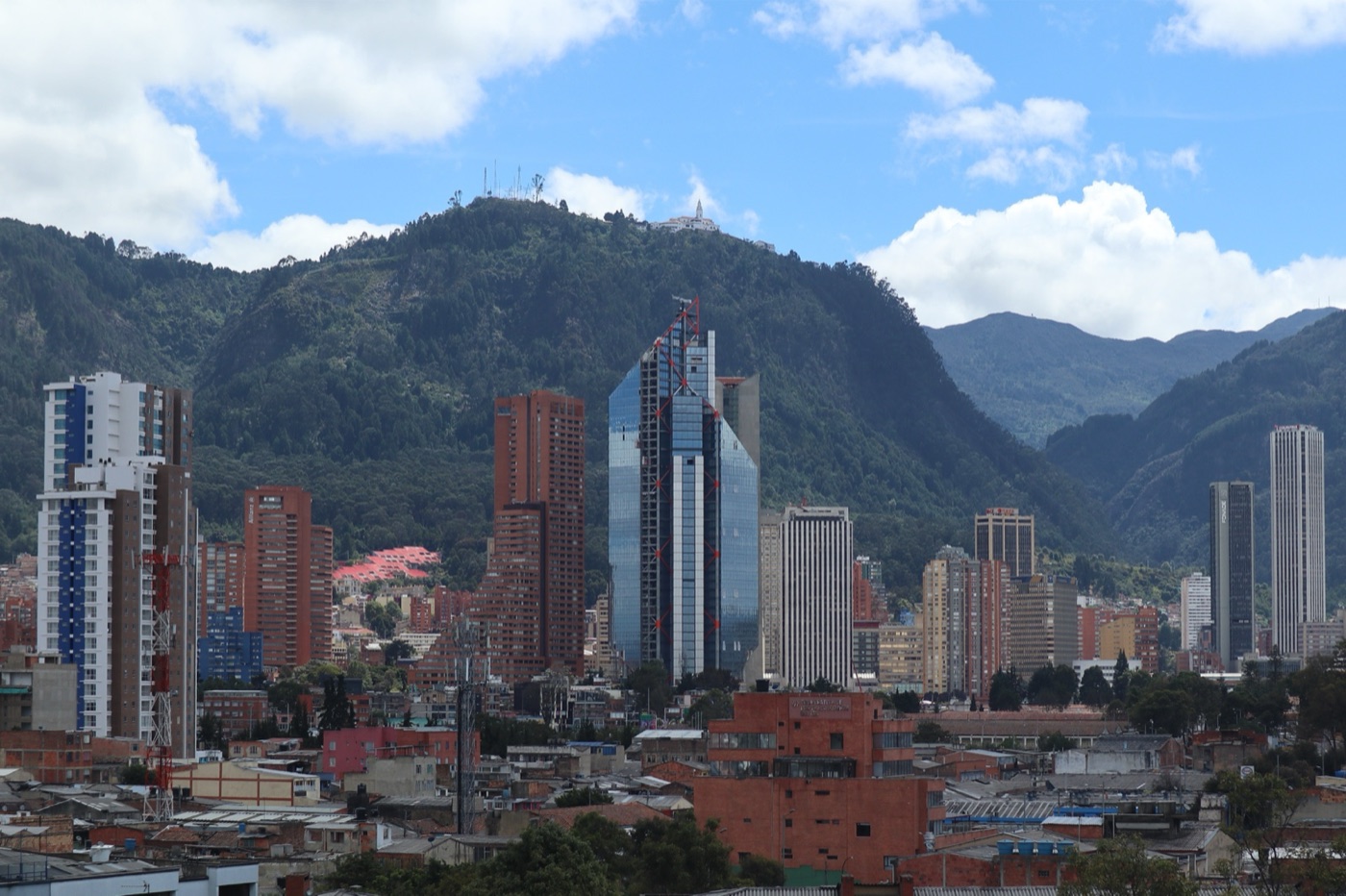 The centre of Bogotá from the hills. The city grew into the spare capacity of a system built in the 1980s.