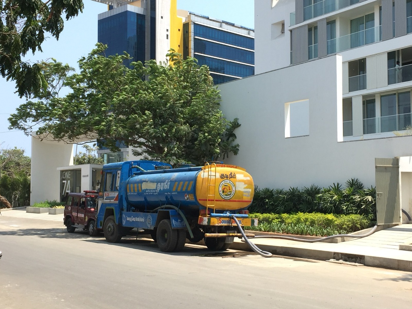 A water tanker in Chennai. The city's second water system, and in June 2019 the only one.
