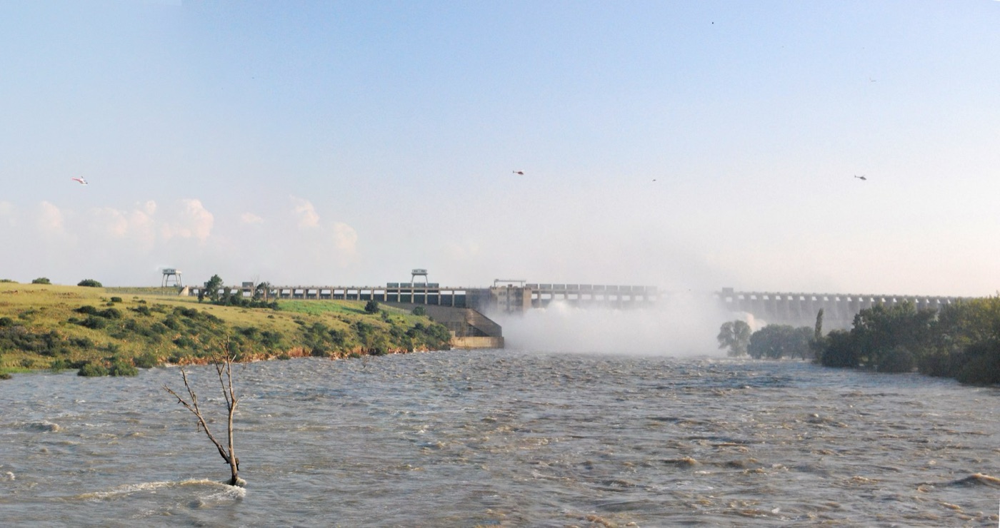 The Vaal dam, seventy kilometres south of the city and three hundred metres below it.