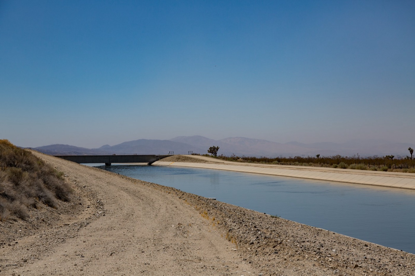 The Los Angeles Aqueduct crossing the desert from the Owens valley, as it has since 1913.