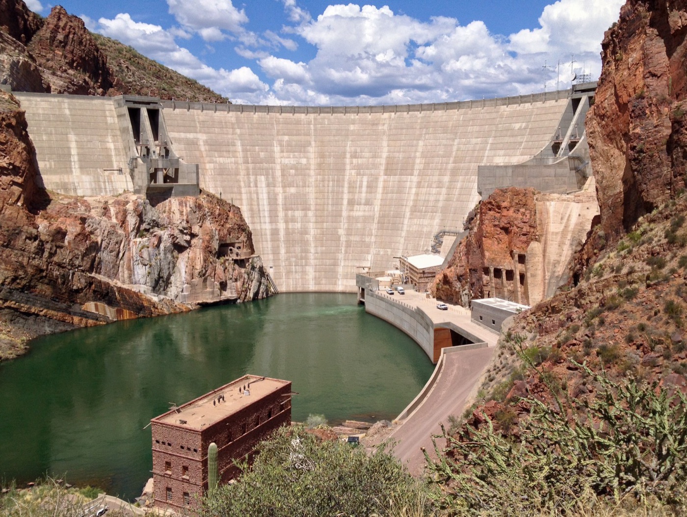 Roosevelt Dam on the Salt River, finished in 1911. It made the valley a farm and then a city.