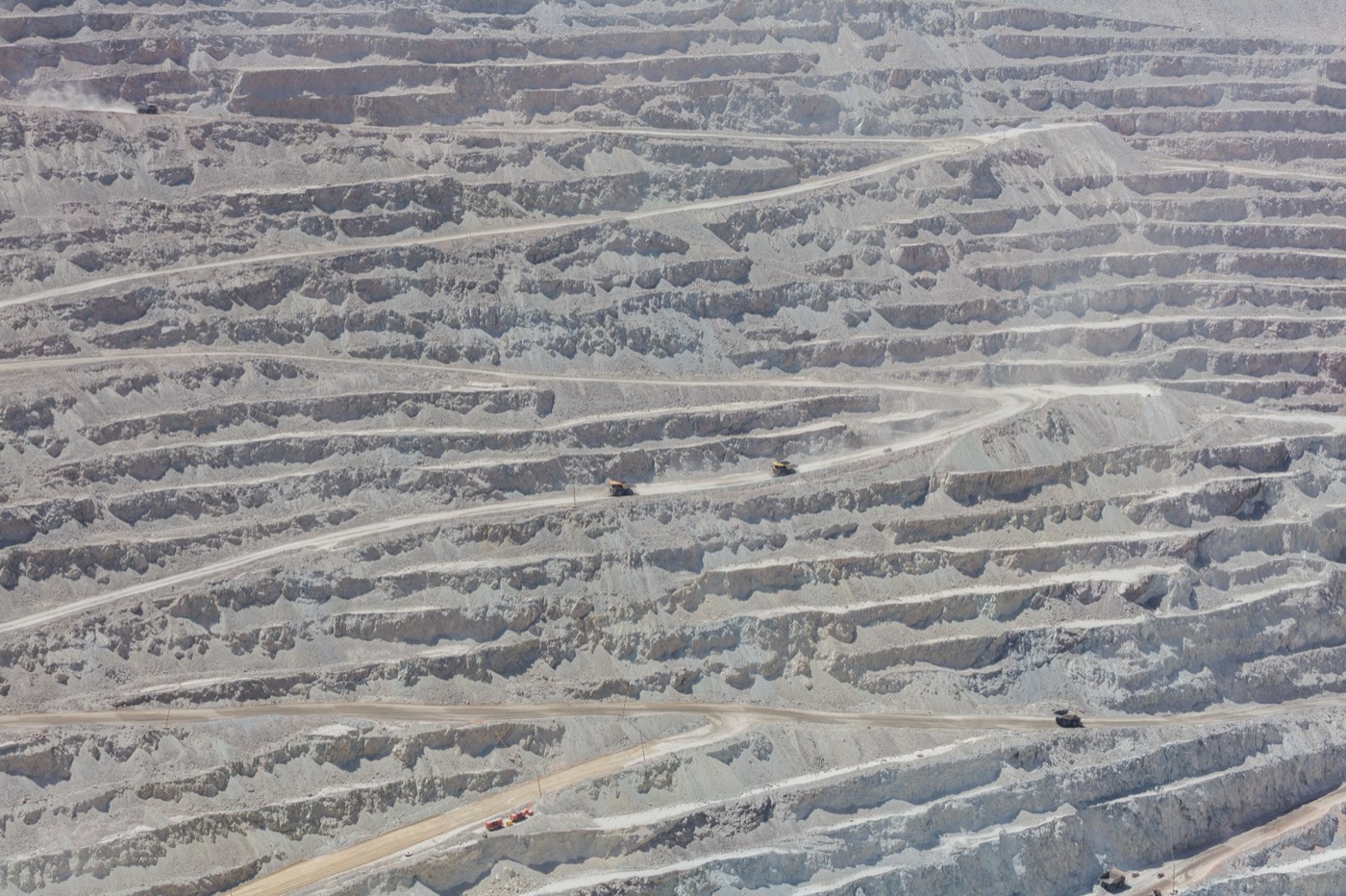 The Chuquicamata copper mine in Chile's Atacama. A few grams of a phone's copper came from a pit like this, in one of the driest places on Earth.